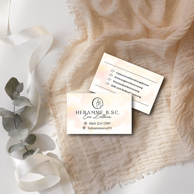 Premium Visitenkarten beidseitig matt "Eva" | Design passend zu deinem Stempel