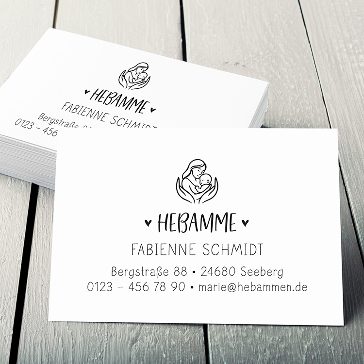 Exklusive Visitenkarten im Stempel-Design "Fabienne" | Elegante Papeterie 350g Offset matt - VK0006