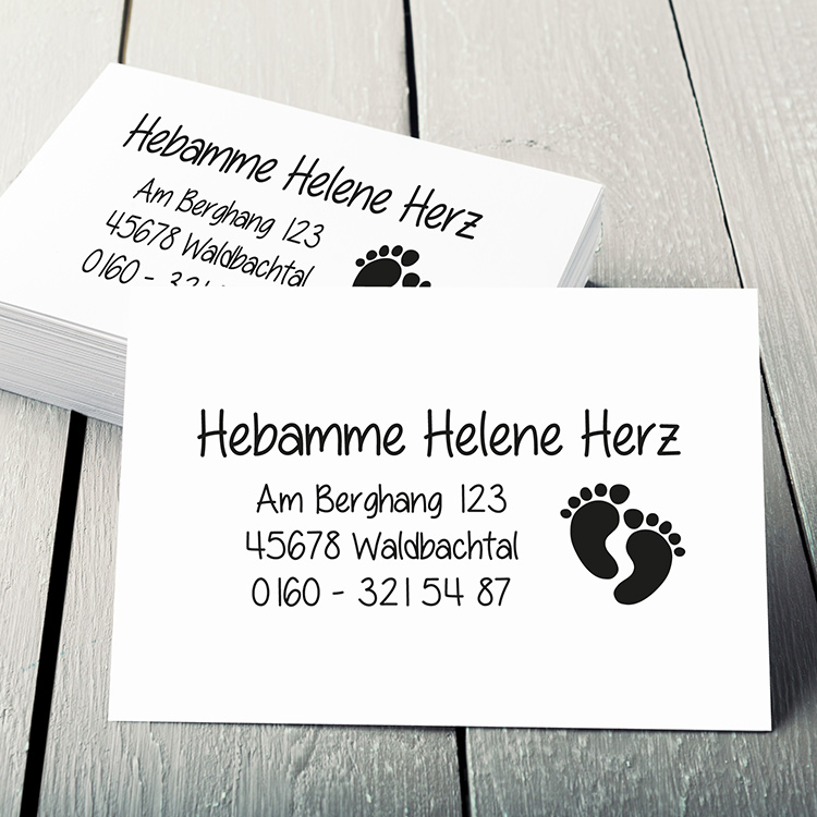Visitenkarten im Stempel-Look "Füßchen" | Beidseitig bedruckt auf 350g Papier matt