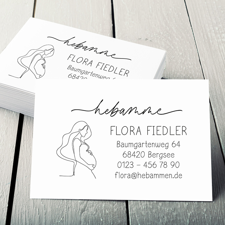 Visitenkarten für Hebammen & Doulas | Passend zum Stempel-Design "Flora" 350g matt