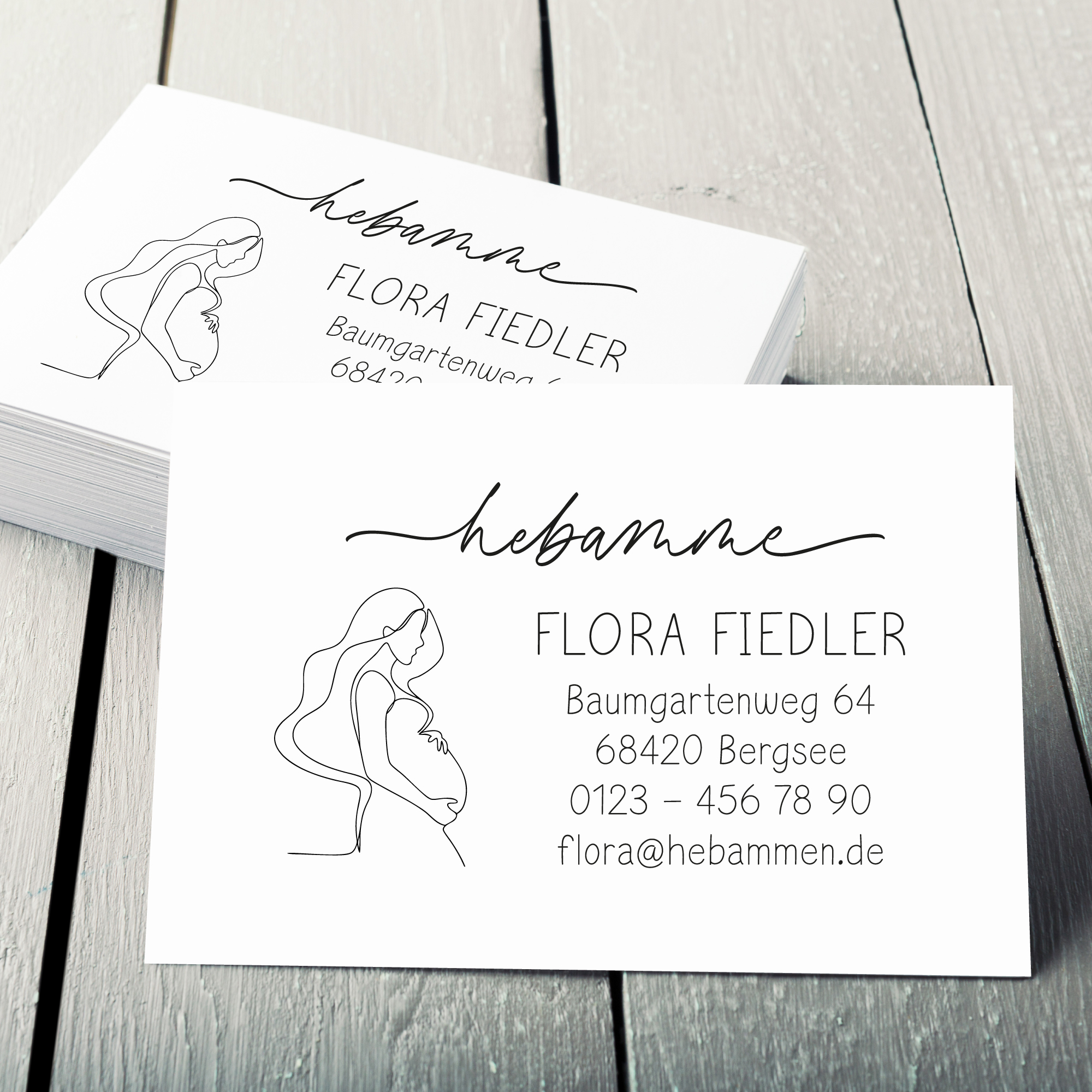 Visitenkarten für Hebammen & Doulas | Passend zum Stempel-Design "Flora" 350g matt - VK0008