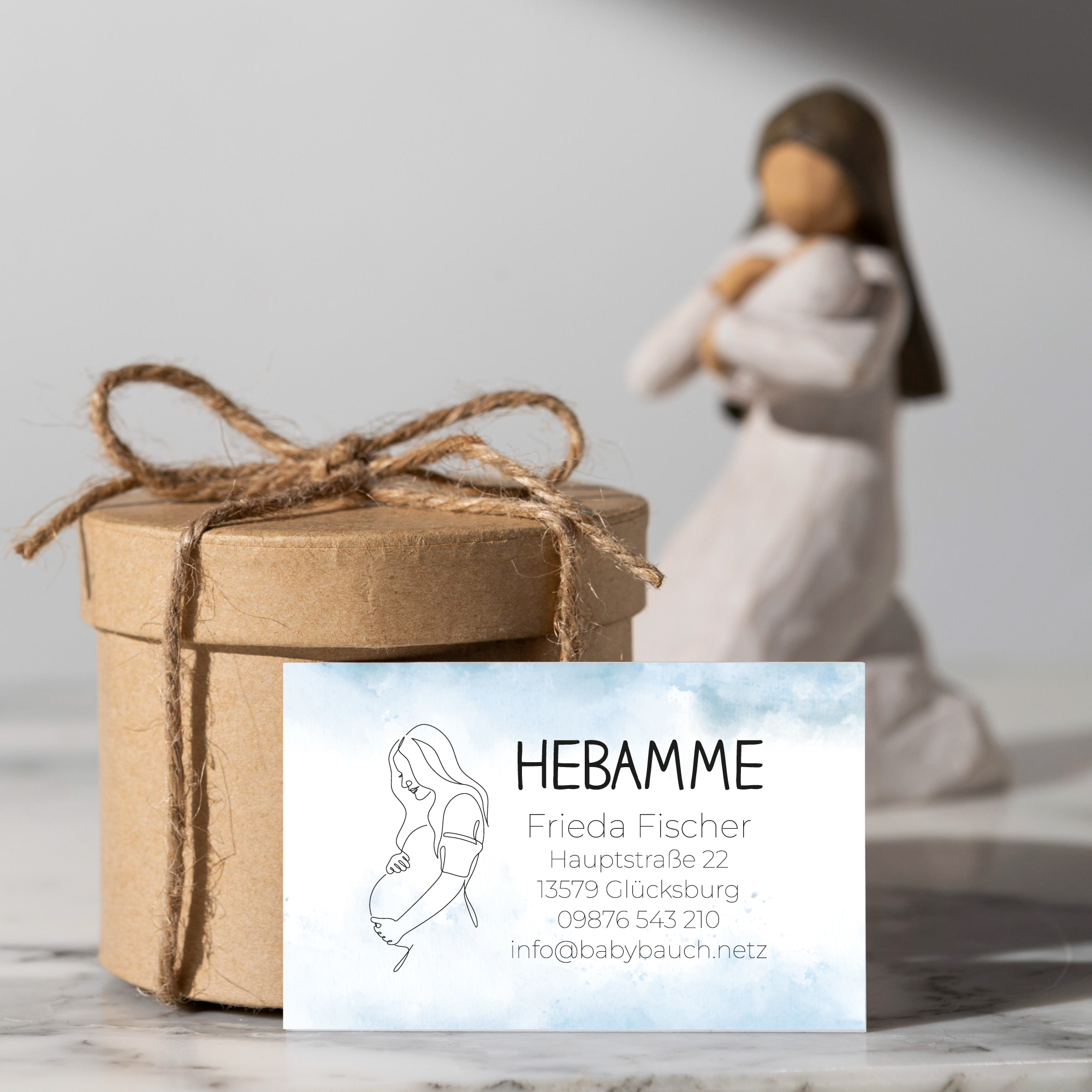 Visitenkarten für den Mutterpass | Hebammen & Doula Karten im Stempel-Look "Frieda" 350g matt