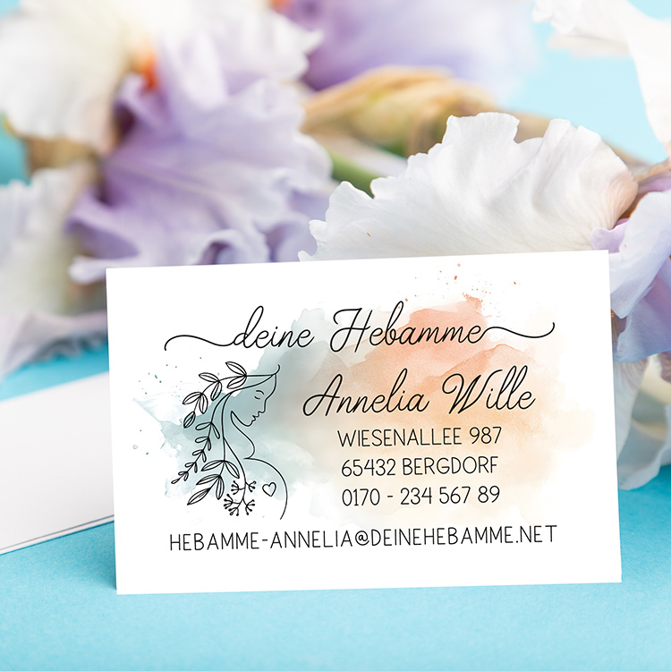 Visitenkarten für Hebammen & Doulas "Annelia" | Edles 350g Naturpapier | Wunschfarbe, beidseitig gestaltet