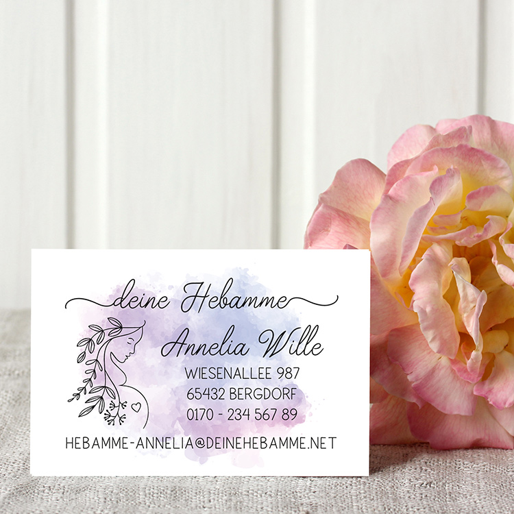 Visitenkarten für Hebammen & Doulas "Annelia" | Edles 350g Naturpapier | Wunschfarbe, beidseitig gestaltet