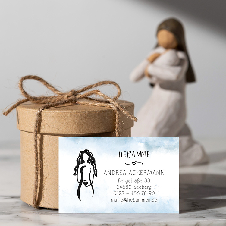 Hebammen Visitenkarten & Terminkarten "Andrea" | 350g beschreibbar, 85x55mm, perfekt bestempelbar