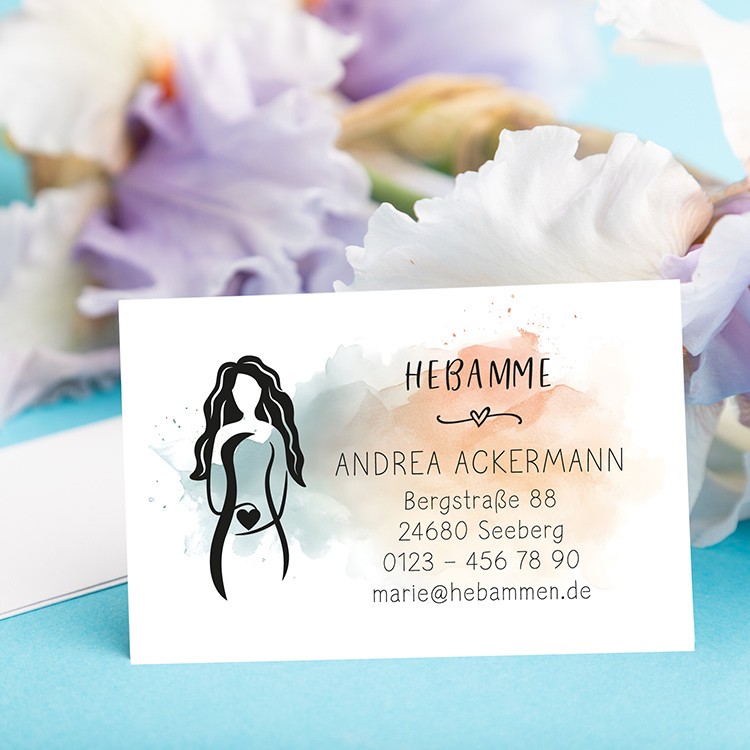 Hebammen Visitenkarten & Terminkarten "Andrea" | 350g beschreibbar, 85x55mm, perfekt bestempelbar