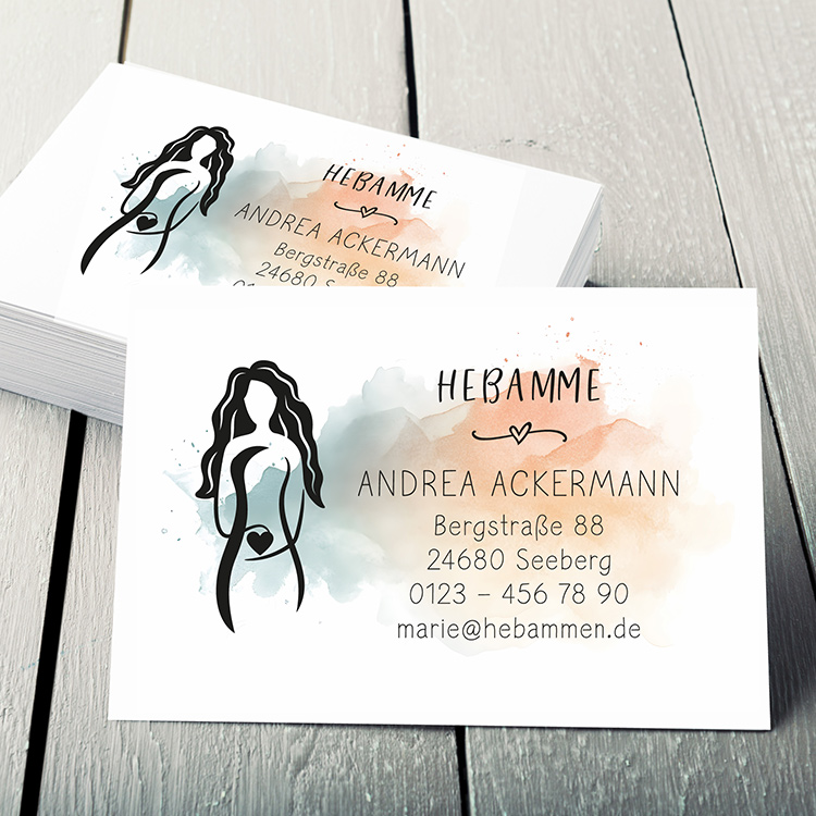 Hebammen Visitenkarten & Terminkarten "Andrea" | 350g beschreibbar, 85x55mm, perfekt bestempelbar