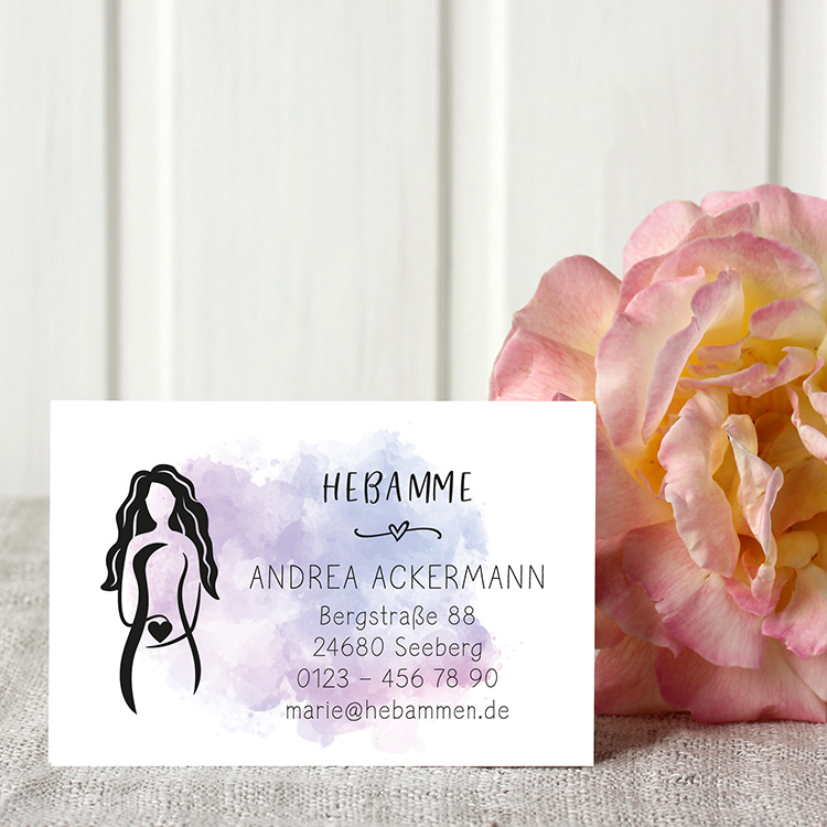 Hebammen Visitenkarten & Terminkarten "Andrea" | 350g beschreibbar, 85x55mm, perfekt bestempelbar