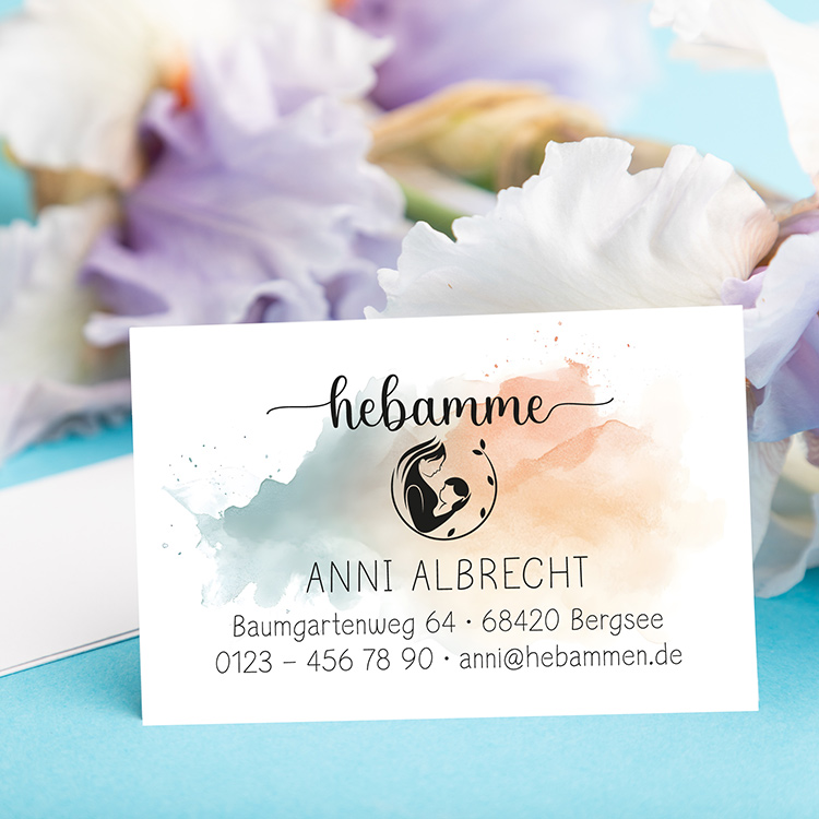 Handgemachte Visitenkarten für Hebammen & Doulas "Anni" | 350g Naturpapier matt zweiseitig