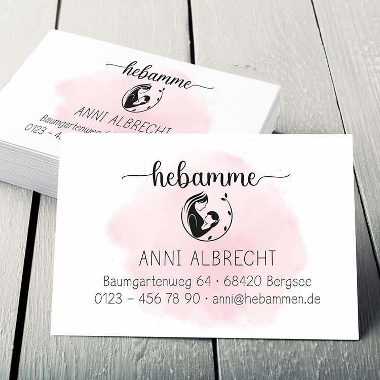 Handgemachte Visitenkarten für Hebammen & Doulas "Anni" | 350g Naturpapier matt zweiseitig