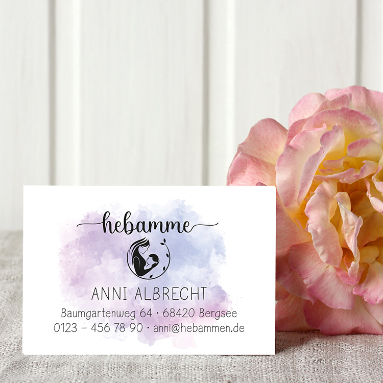 Handgemachte Visitenkarten für Hebammen & Doulas "Anni" | 350g Naturpapier matt zweiseitig