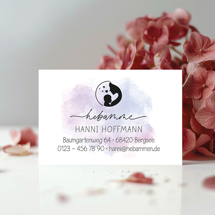 Hebammen Visitenkarten "Hanni" (350g/m²) – Keine verschmierten Terminkarten mehr