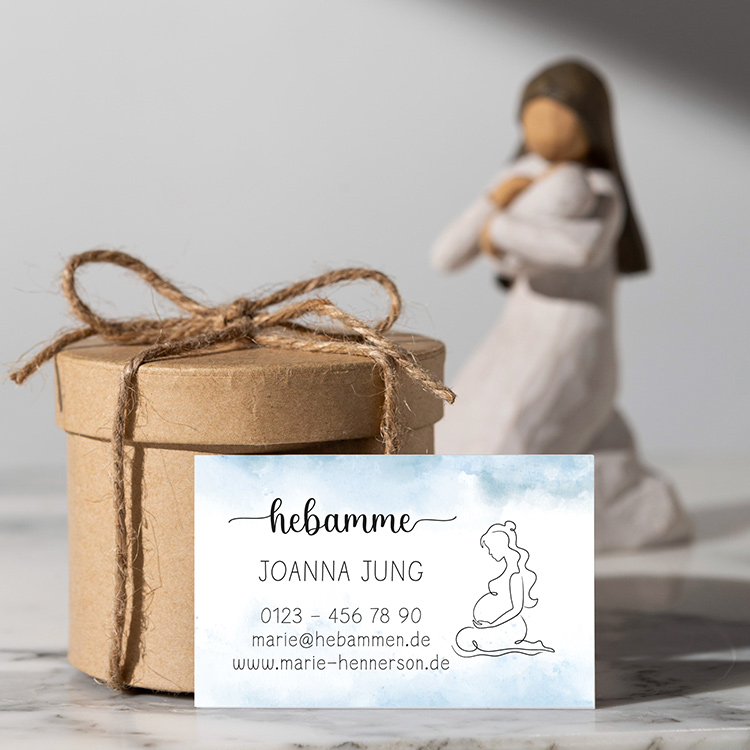 Professionelle Hebammen Visitenkarten nach Maß "Joanna" | 350g Offset-Karton, 85x55 mm zweiseitig