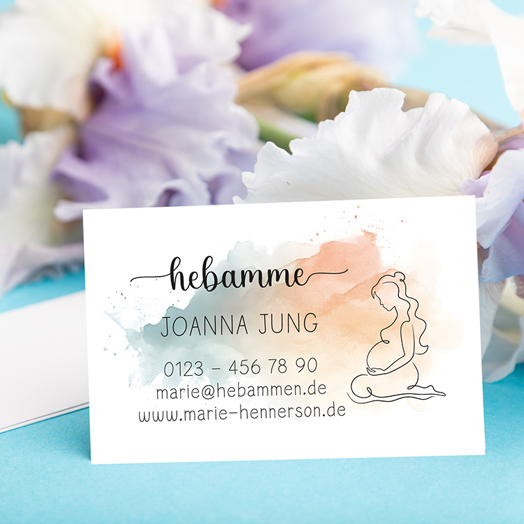 Professionelle Hebammen Visitenkarten nach Maß "Joanna" | 350g Offset-Karton, 85x55 mm zweiseitig