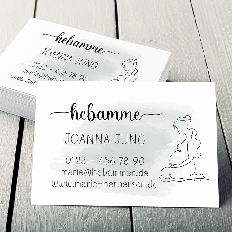 Professionelle Hebammen Visitenkarten nach Maß "Joanna" | 350g Offset-Karton, 85x55 mm zweiseitig - VK0020