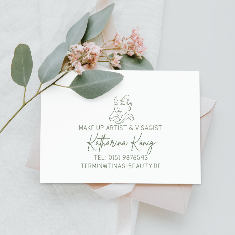 Personalisierter Stempel "Katharina" für Visagist, Make-up Artist, Kosmetik mit E-Mail & Telefon