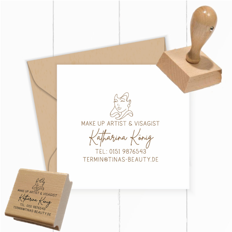 Personalisierter Stempel "Katharina" für Visagist, Make-up Artist, Kosmetik mit E-Mail & Telefon