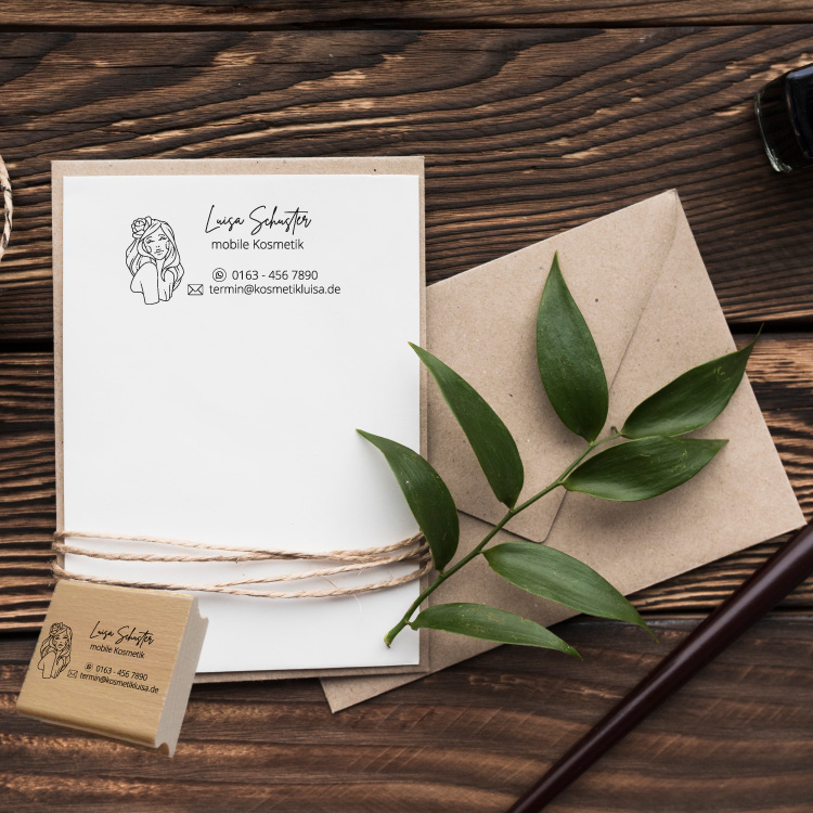 Mit Liebe gestempelt: Dein personalisierter Business-Stempel für Unternehmen & Kosmetik | Hochwertiger Holzstempel, Stempelklötzchen oder Selbstfärber | Individueller Adressstempel