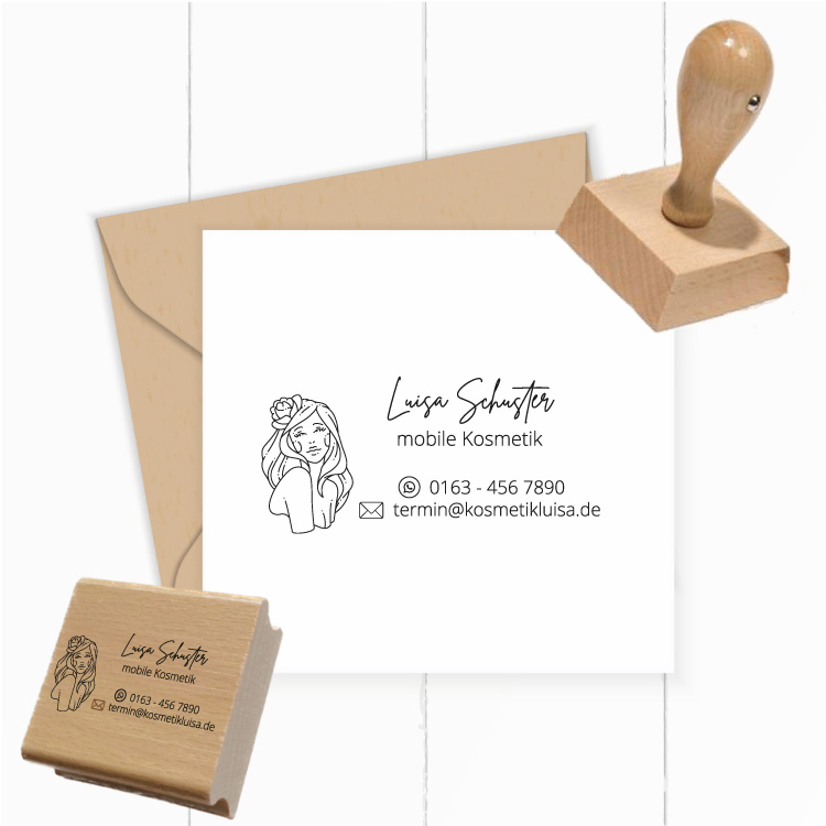 Mit Liebe gestempelt: Dein personalisierter Business-Stempel für Unternehmen & Kosmetik | Hochwertiger Holzstempel, Stempelklötzchen oder Selbstfärber | Individueller Adressstempel - ST0667