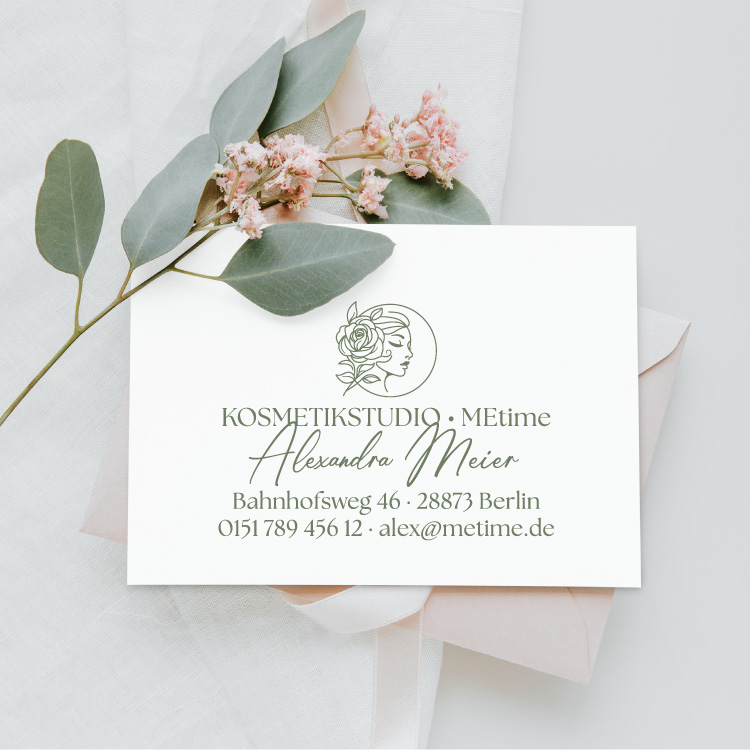 Edler Adressstempel für Kosmetikstudios & Wellness | Personalisierter Business-Stempel | Elegantes Branding für Salon & Praxis