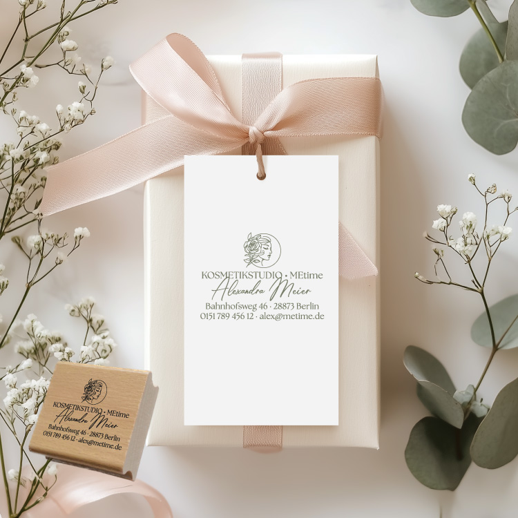 Edler Adressstempel für Kosmetikstudios & Wellness | Personalisierter Business-Stempel | Elegantes Branding für Salon & Praxis