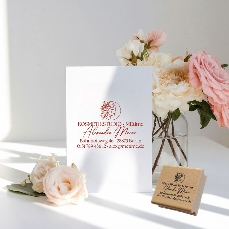 Edler Adressstempel für Kosmetikstudios & Wellness | Personalisierter Business-Stempel | Elegantes Branding für Salon & Praxis