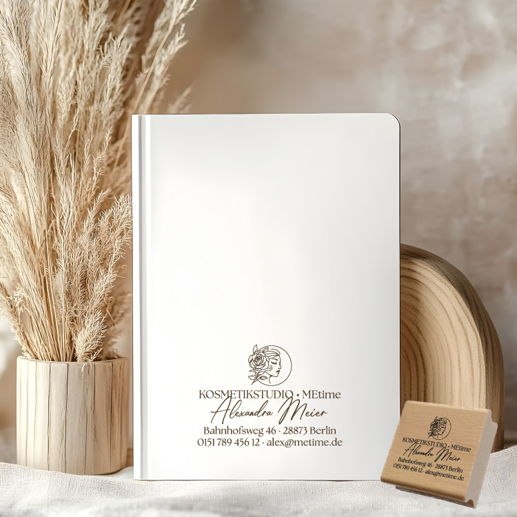 Edler Adressstempel für Kosmetikstudios & Wellness | Personalisierter Business-Stempel | Elegantes Branding für Salon & Praxis