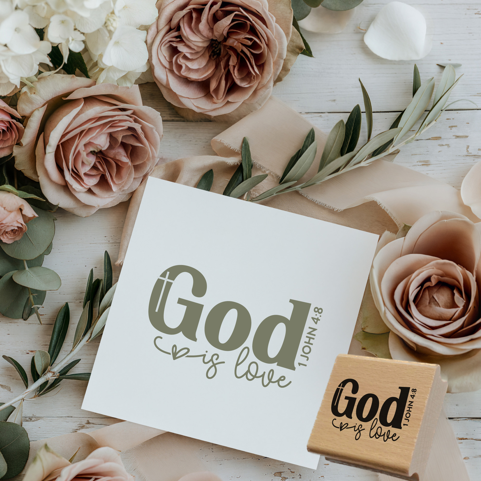 Stempel God is love | Bibelvers-Stempel 1. Johannes 4,8