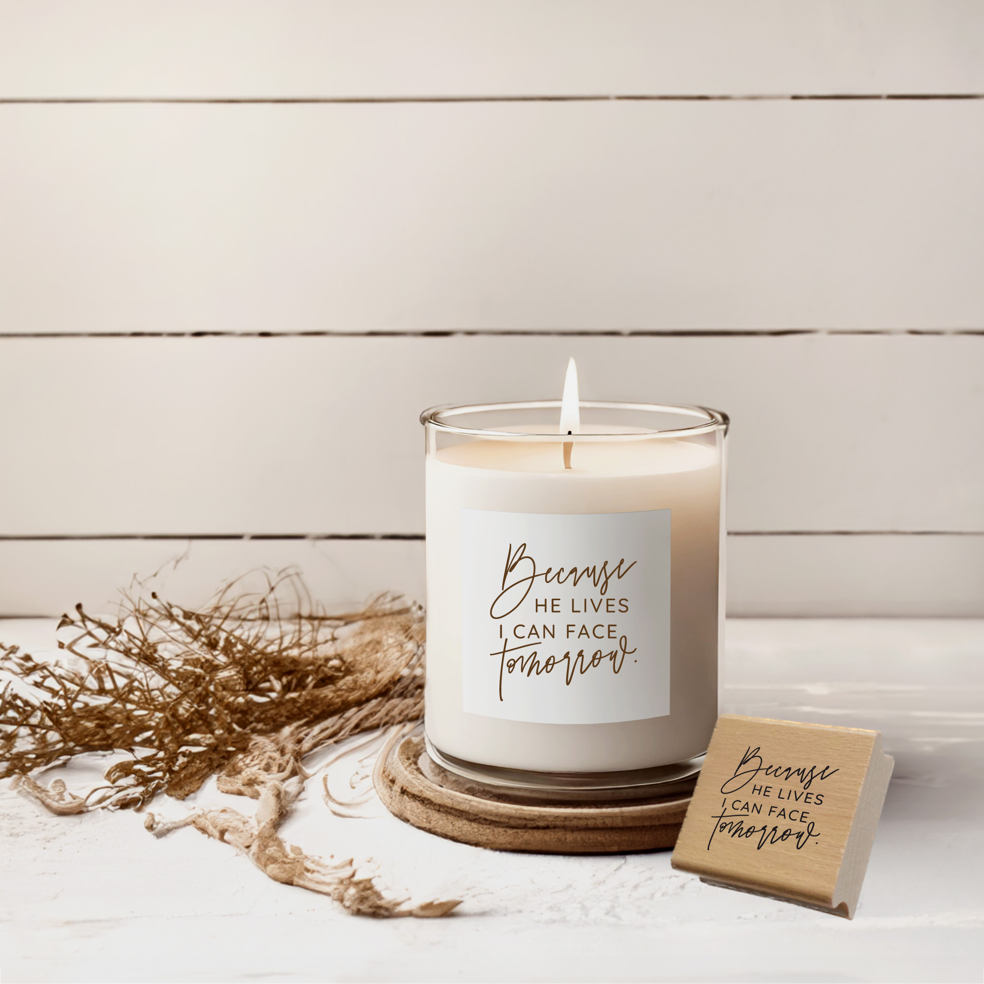 Stempel Because He lives – Osterstempel & Mutmacher (Holz, Selbstfärber oder Stempelgummi)