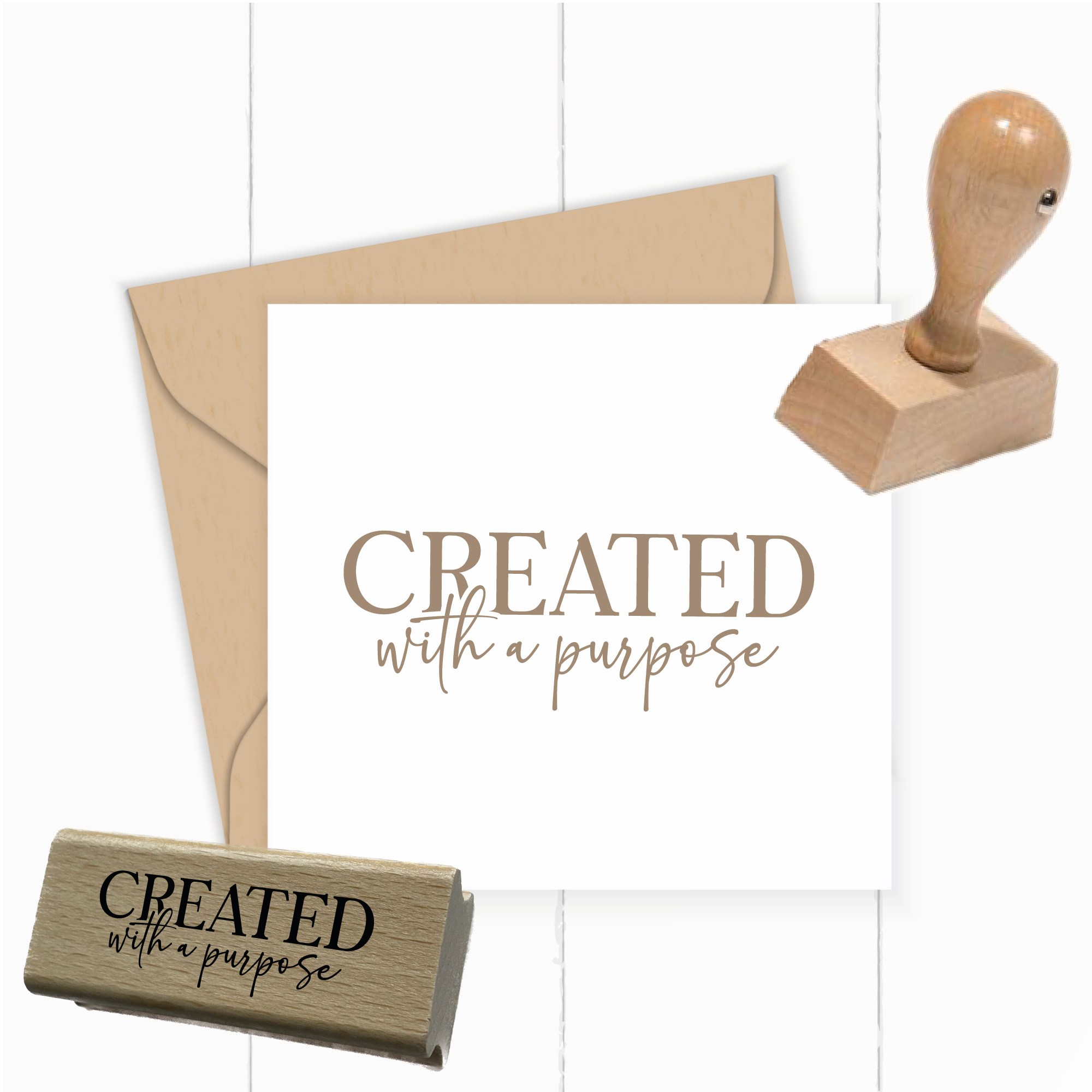Statement-Stempel Created with a purpose – Motivstempel Identität & Glaube - ST0676