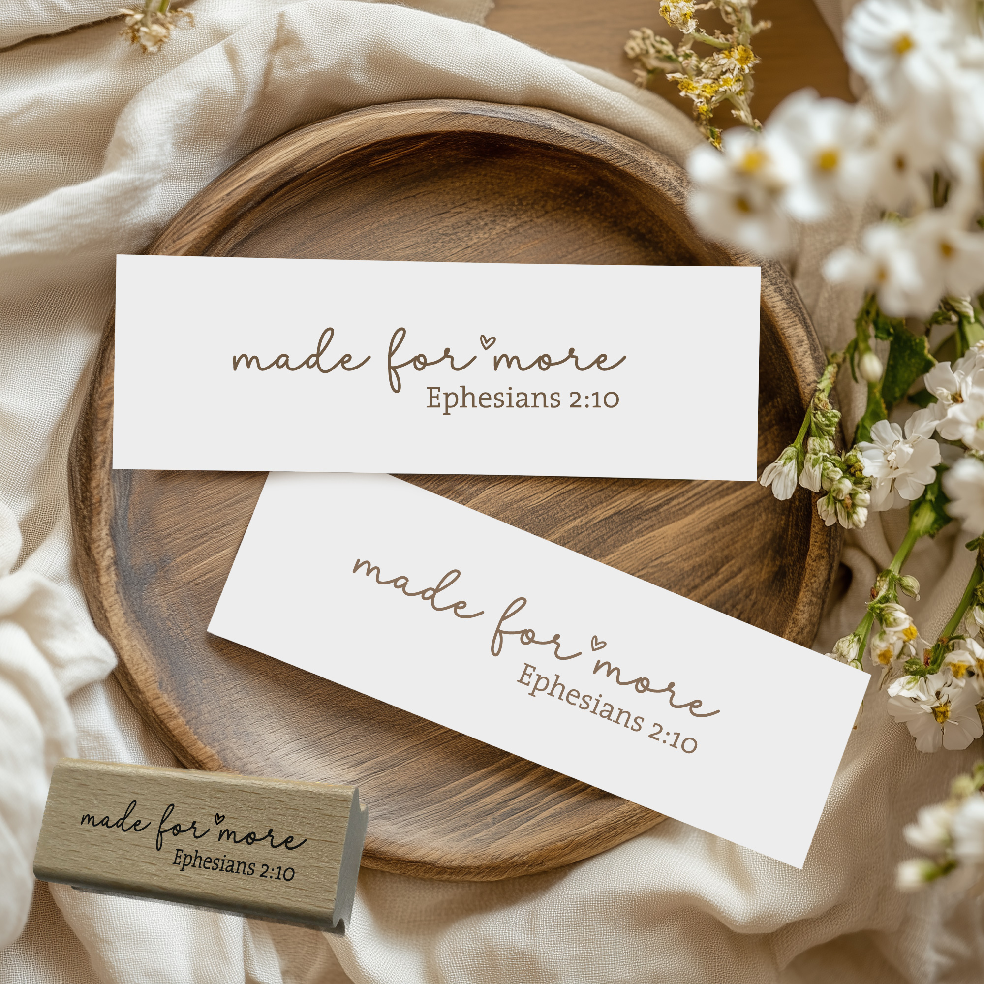 Fine-Line Stempel Made for more – Epheser 2,10 Bibelvers-Motiv (Holz oder Gummi)