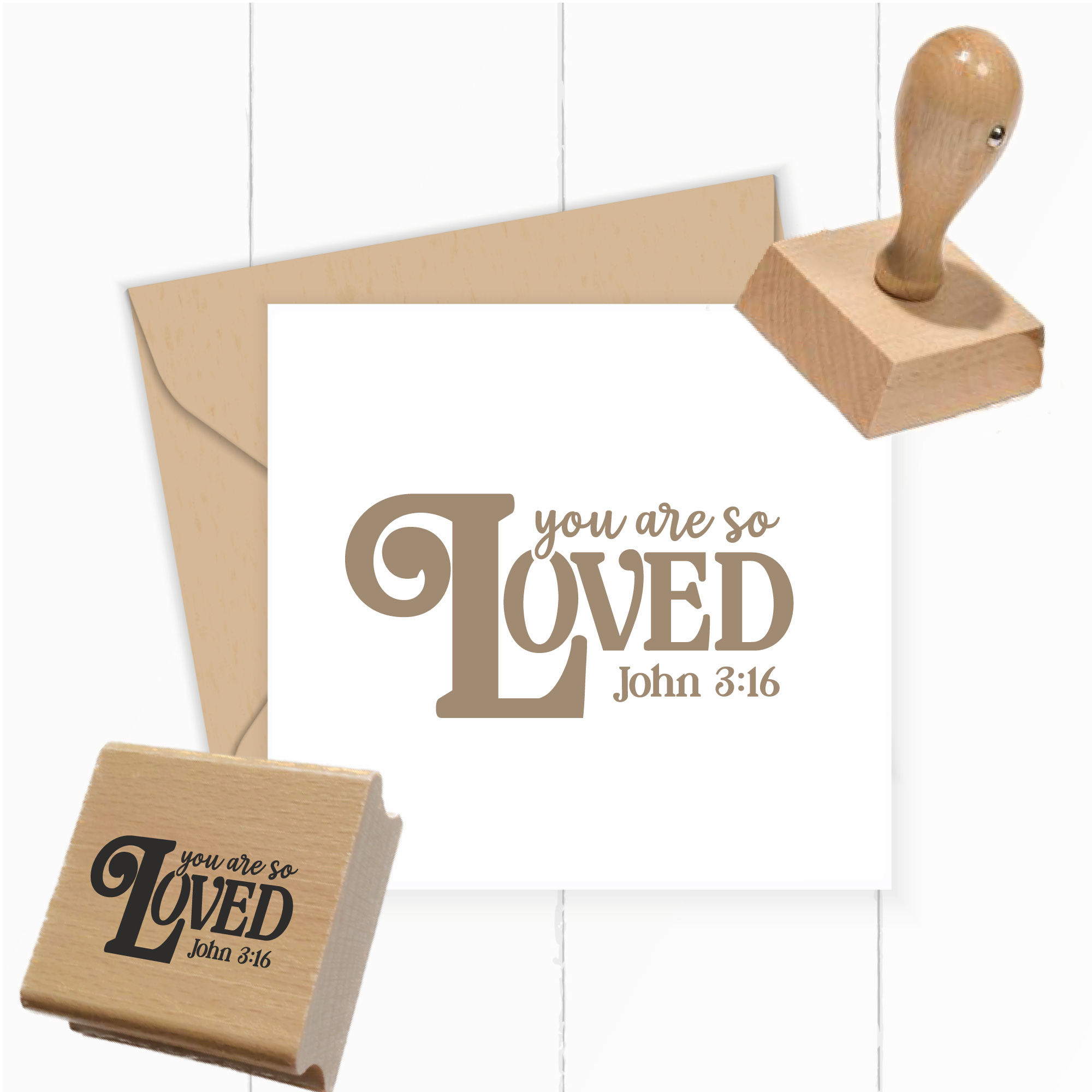 Stempel You are so loved John 3:16 – Christlicher Bibelvers Holzstempel - ST0686