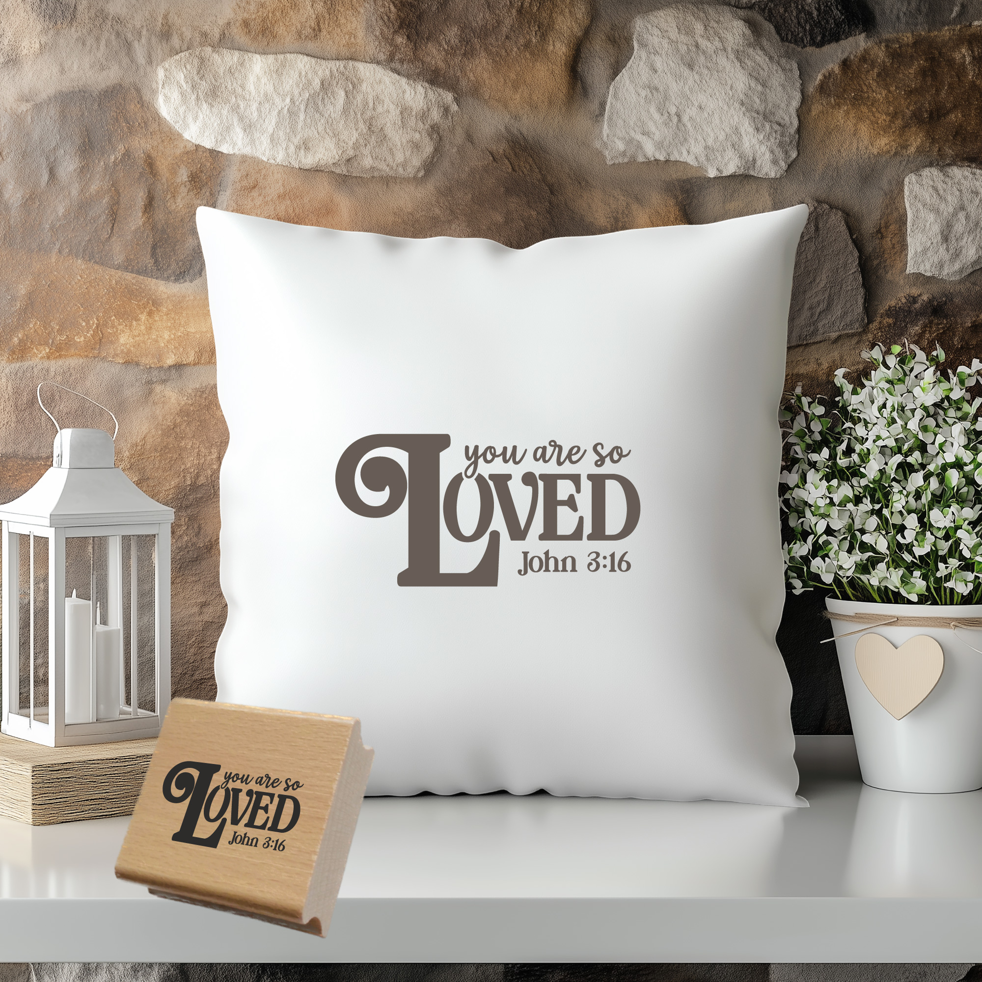 Stempel You are so loved John 3:16 – Christlicher Bibelvers Holzstempel