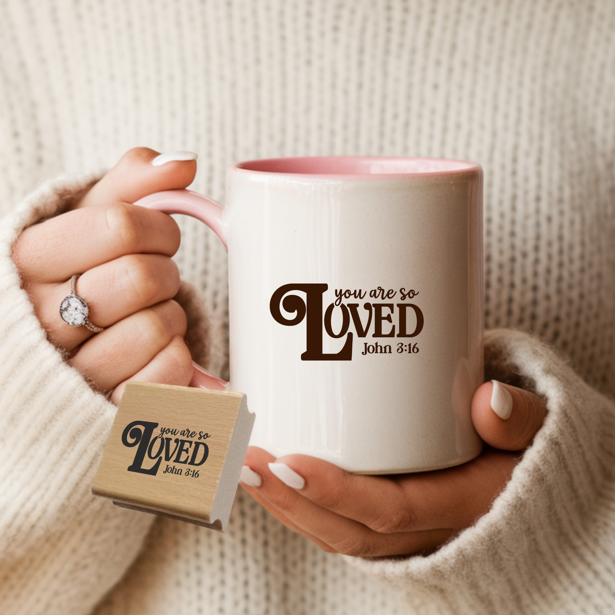 Stempel You are so loved John 3:16 – Christlicher Bibelvers Holzstempel