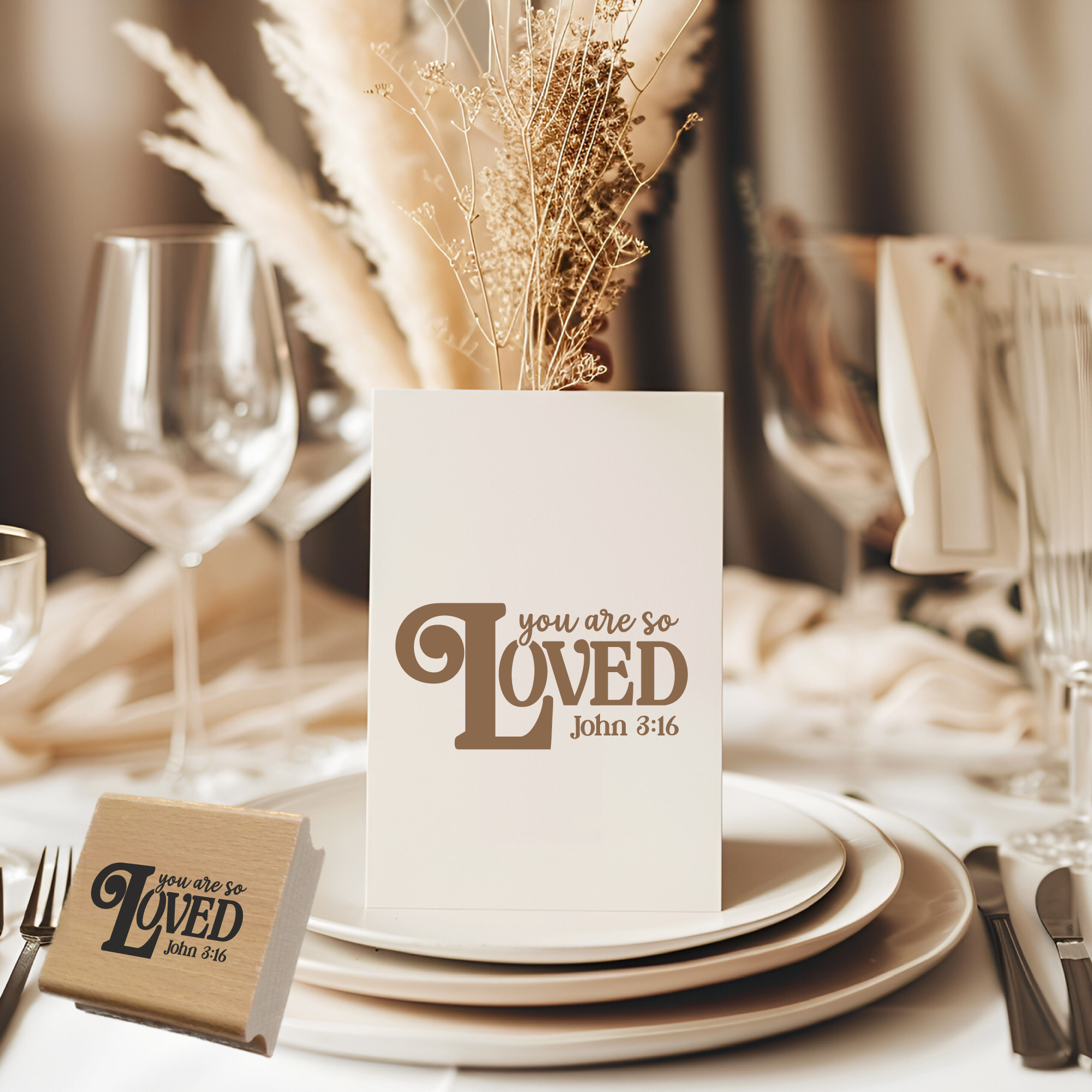 Stempel You are so loved John 3:16 – Christlicher Bibelvers Holzstempel