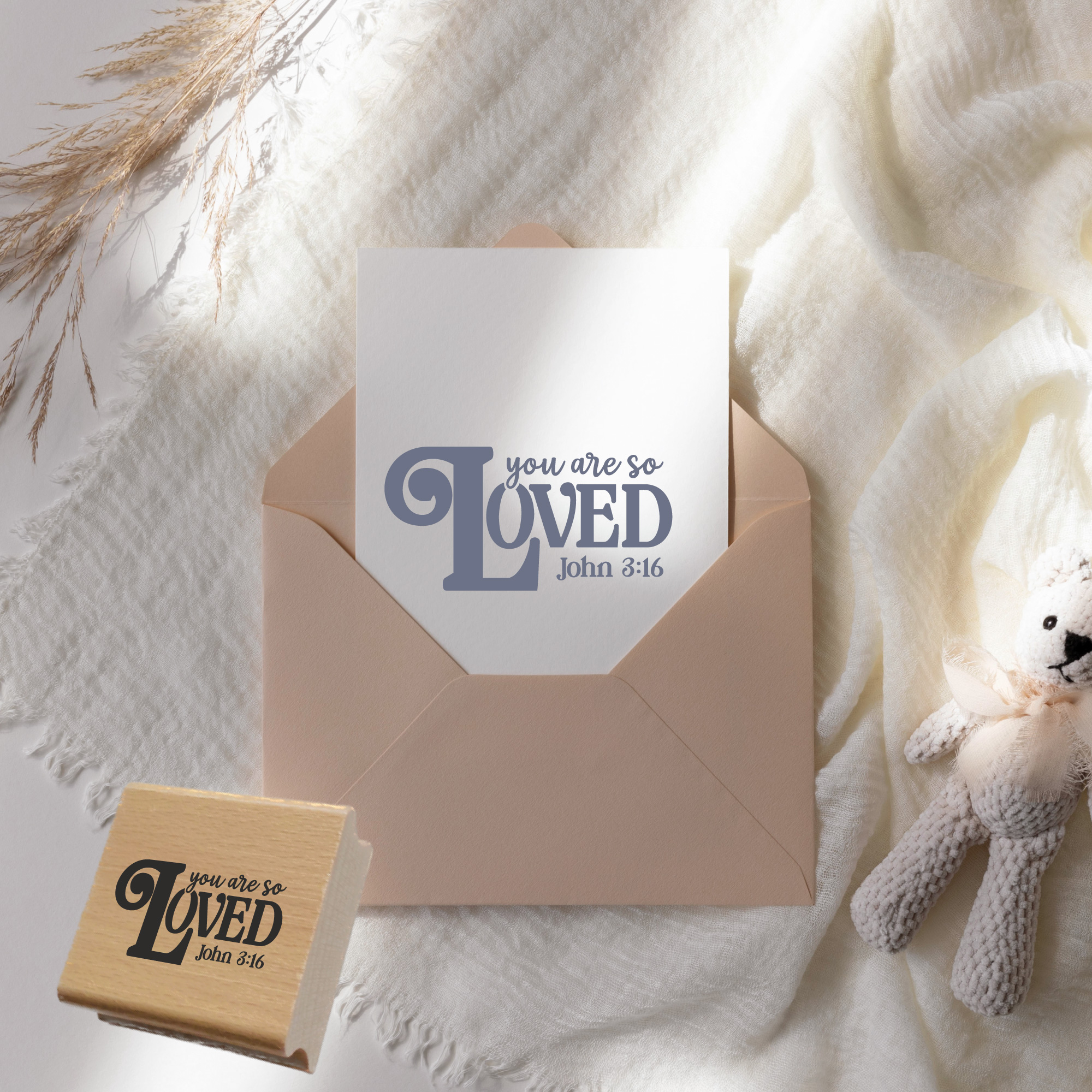 Stempel You are so loved John 3:16 – Christlicher Bibelvers Holzstempel