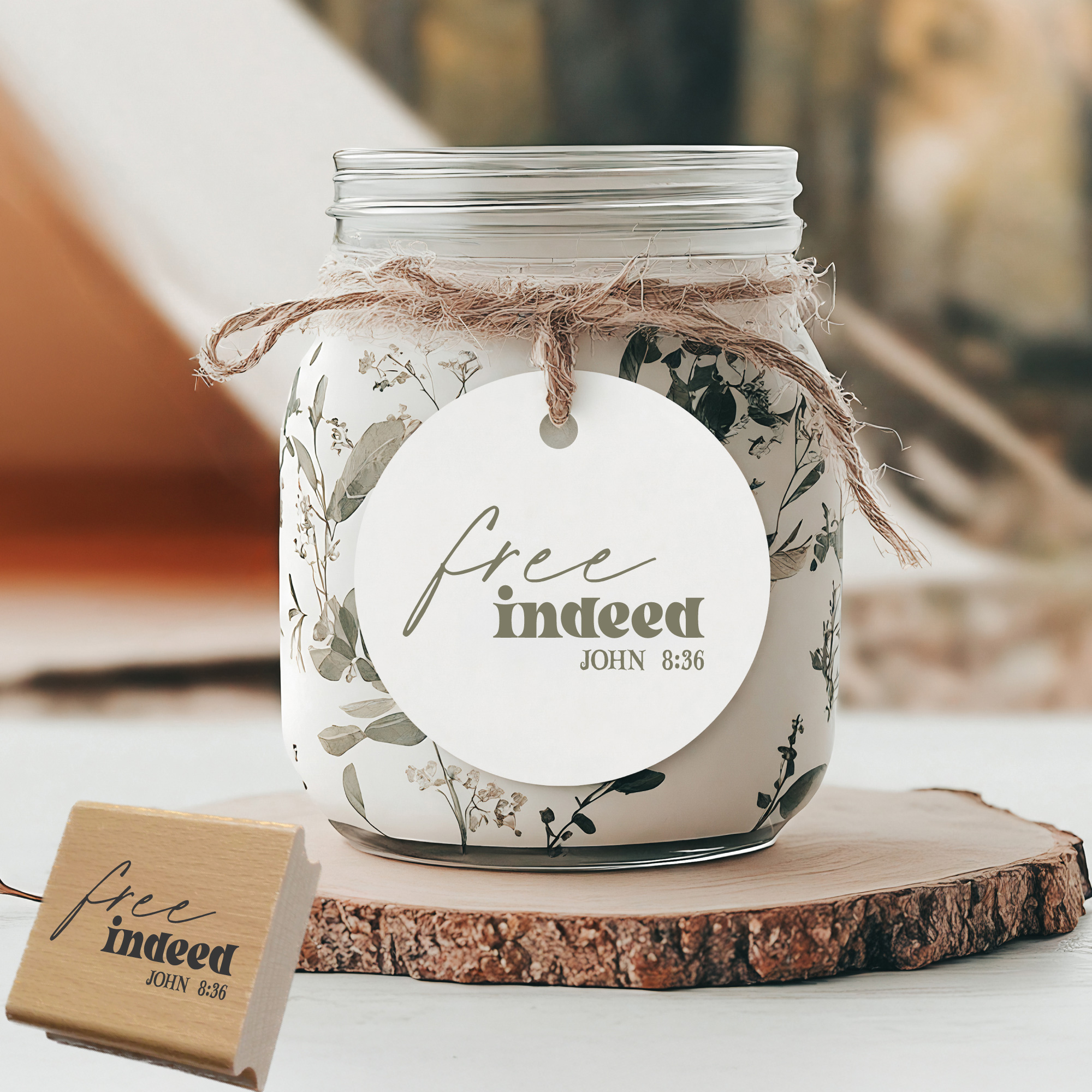Stempel Free indeed John 8:36 – Christlicher Bibelvers Holzstempel