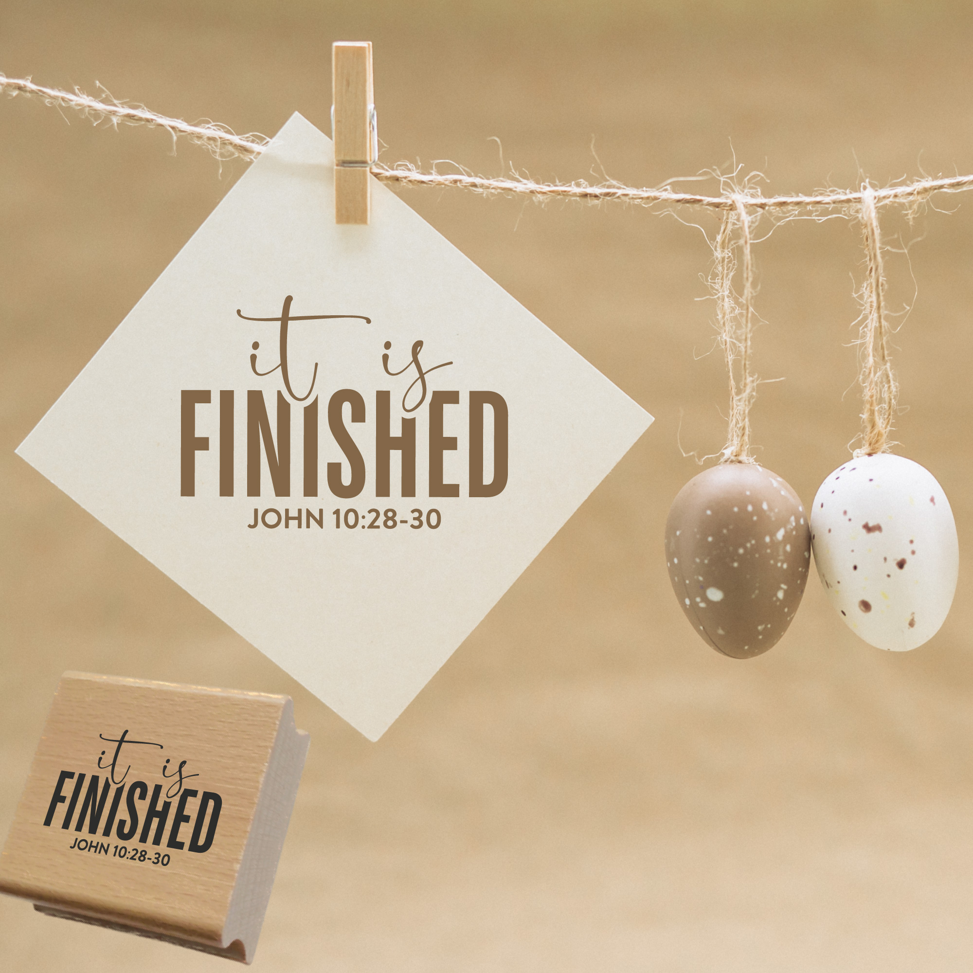 Stempel It is finished John 10:28-30 – Christlicher Bibelvers Holzstempel