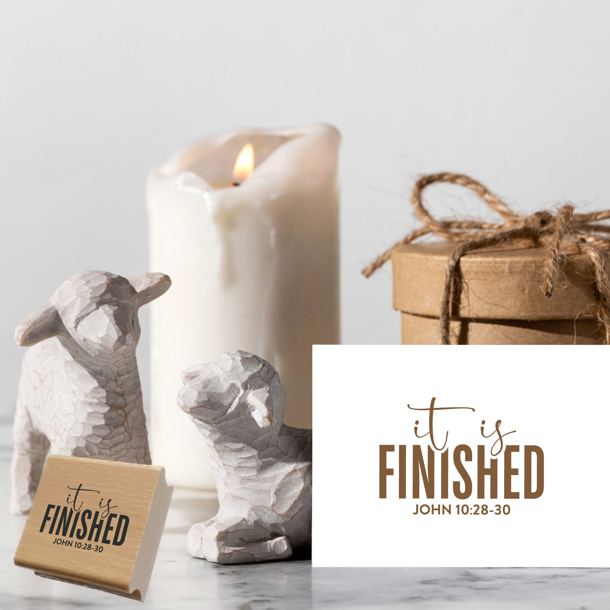 Stempel It is finished John 10:28-30 – Christlicher Bibelvers Holzstempel