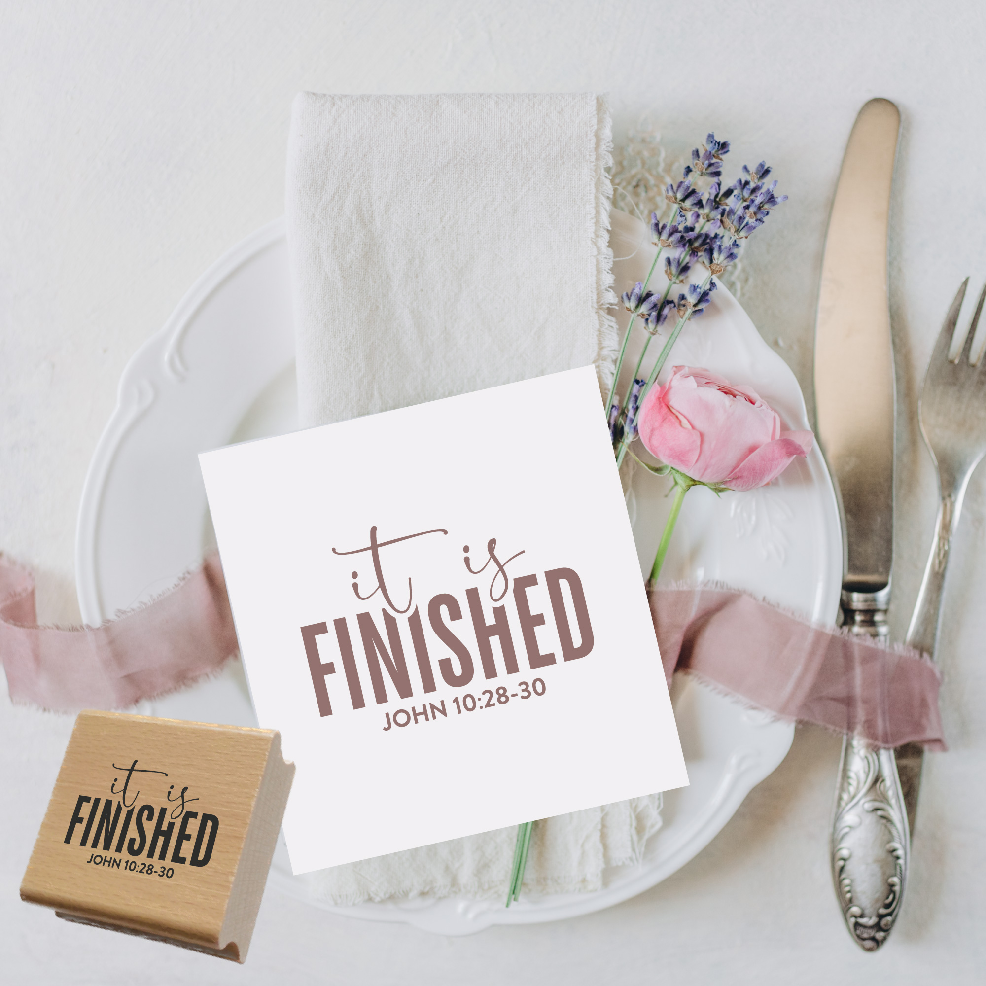 Stempel It is finished John 10:28-30 – Christlicher Bibelvers Holzstempel
