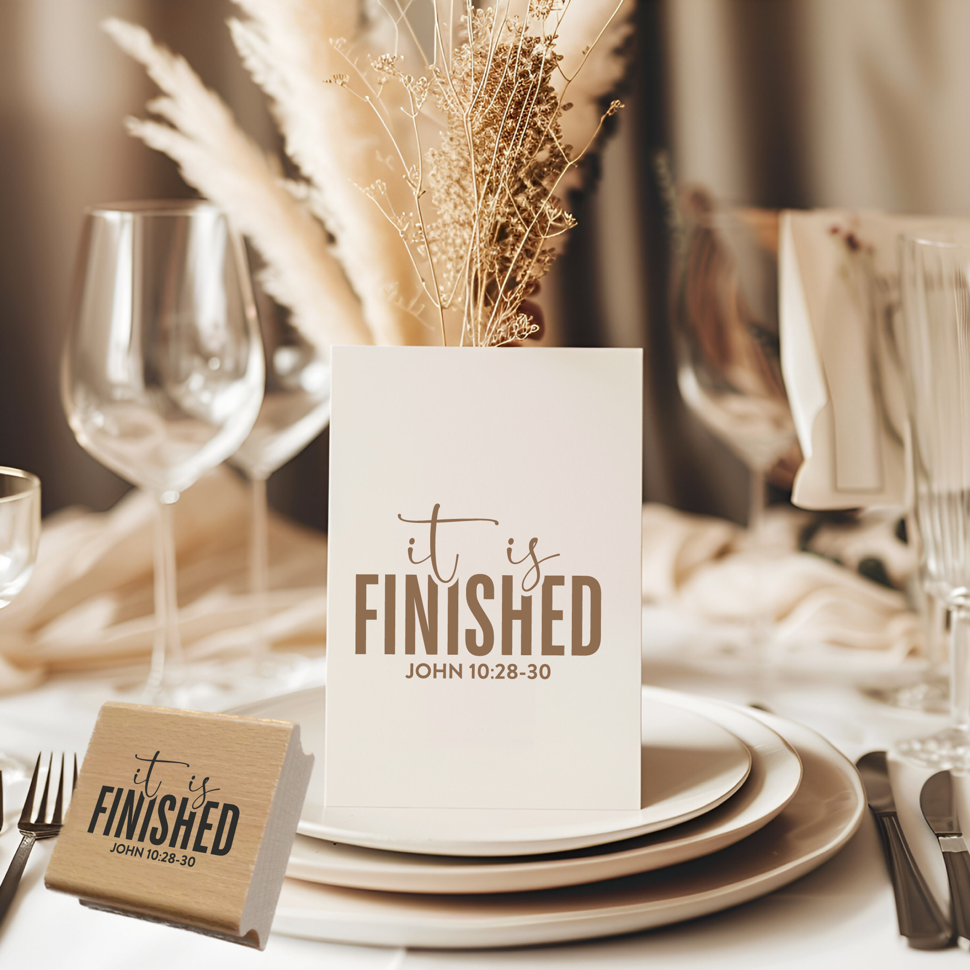 Stempel It is finished John 10:28-30 – Christlicher Bibelvers Holzstempel