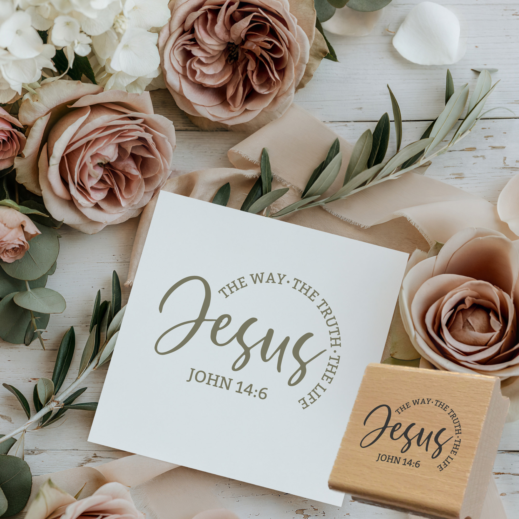 Stempel Jesus John 14:6 • Christliches Motiv für Holzstempel & DIY