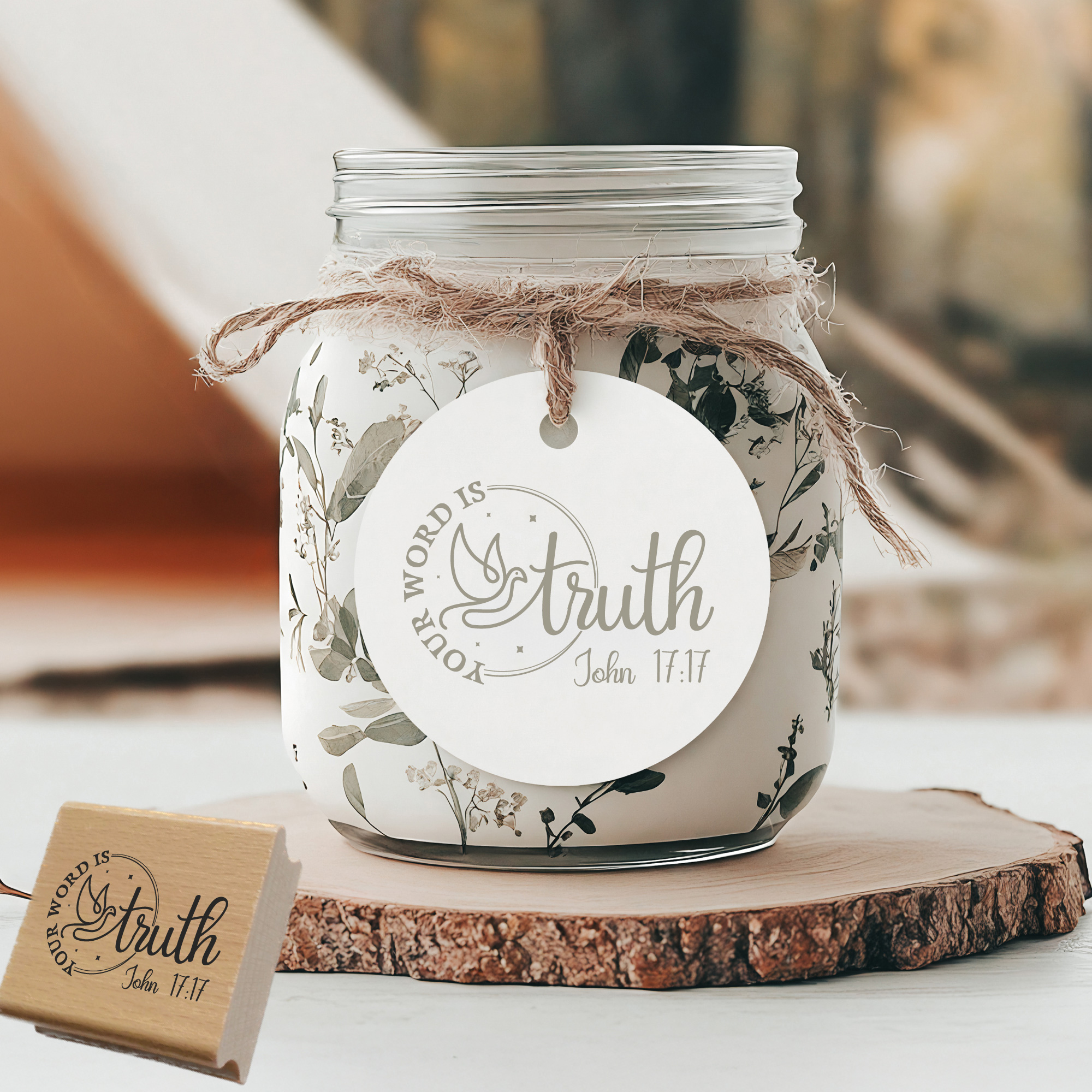 Stempel Bibelvers John 17:17 • Christlich Taube für Holzstempel & DIY