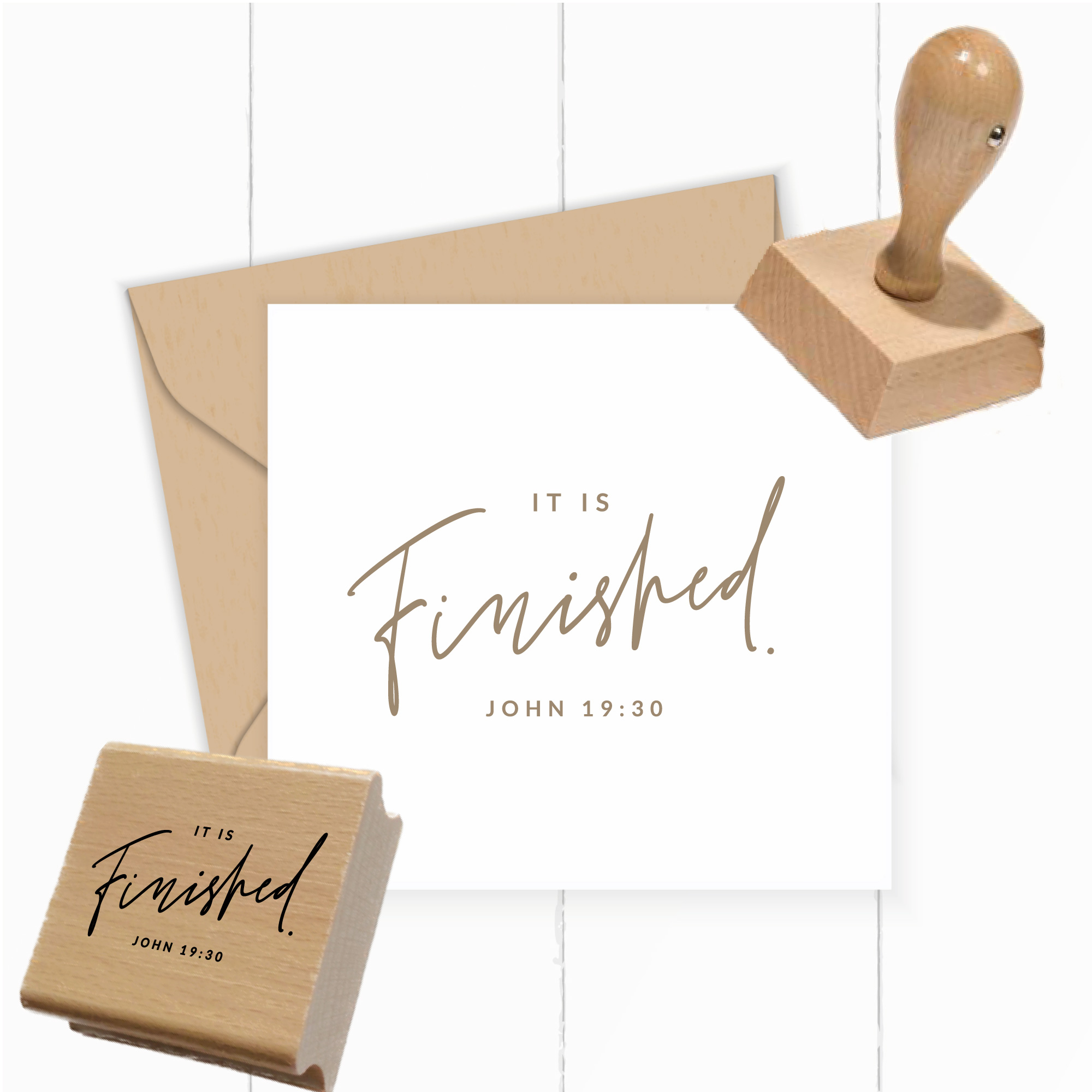 Stempel Bibelvers John 19:30 • It is finished Ostern Holzstempel & DIY