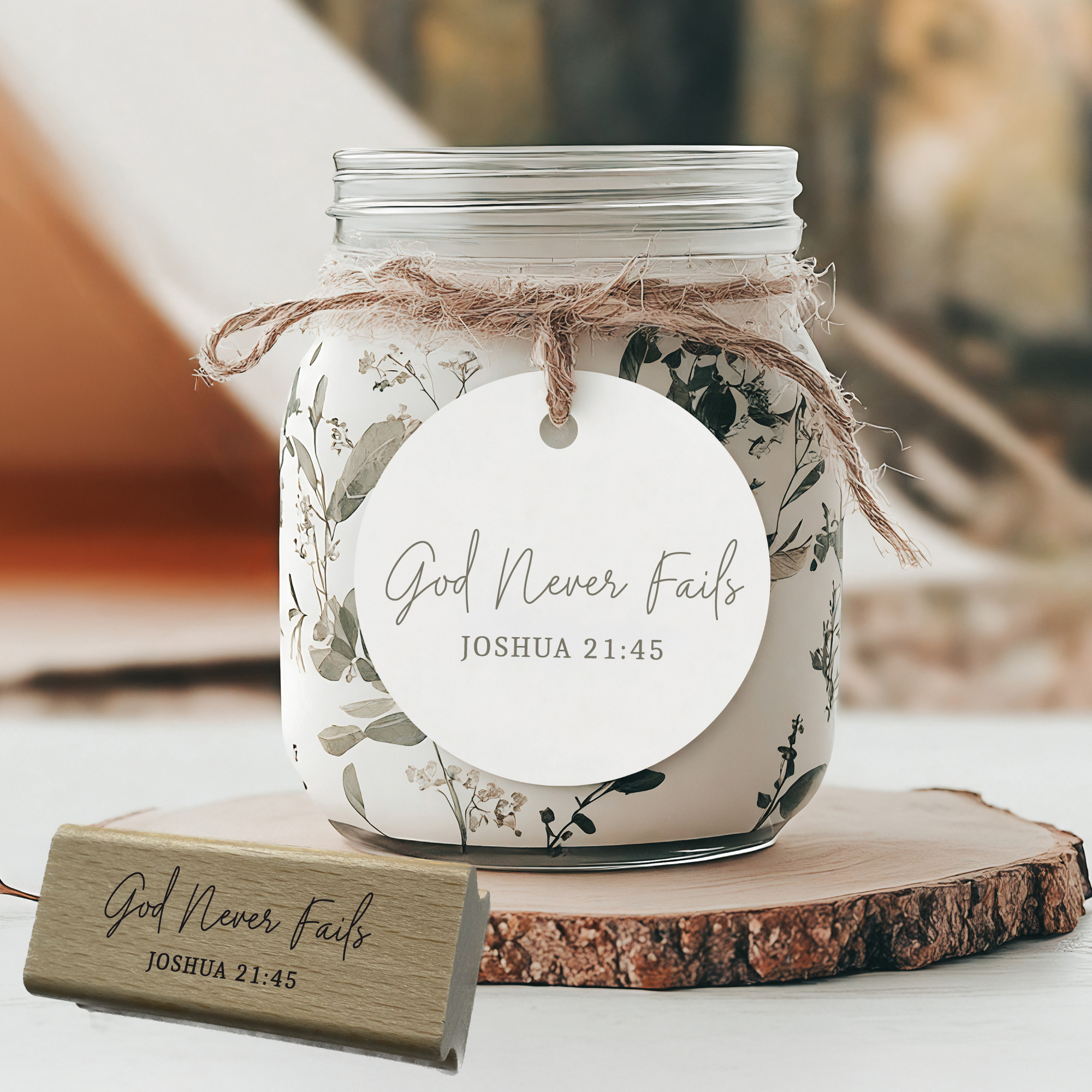 Stempel Bibelvers Joshua 21:45 • God Never Fails Holzstempel & DIY