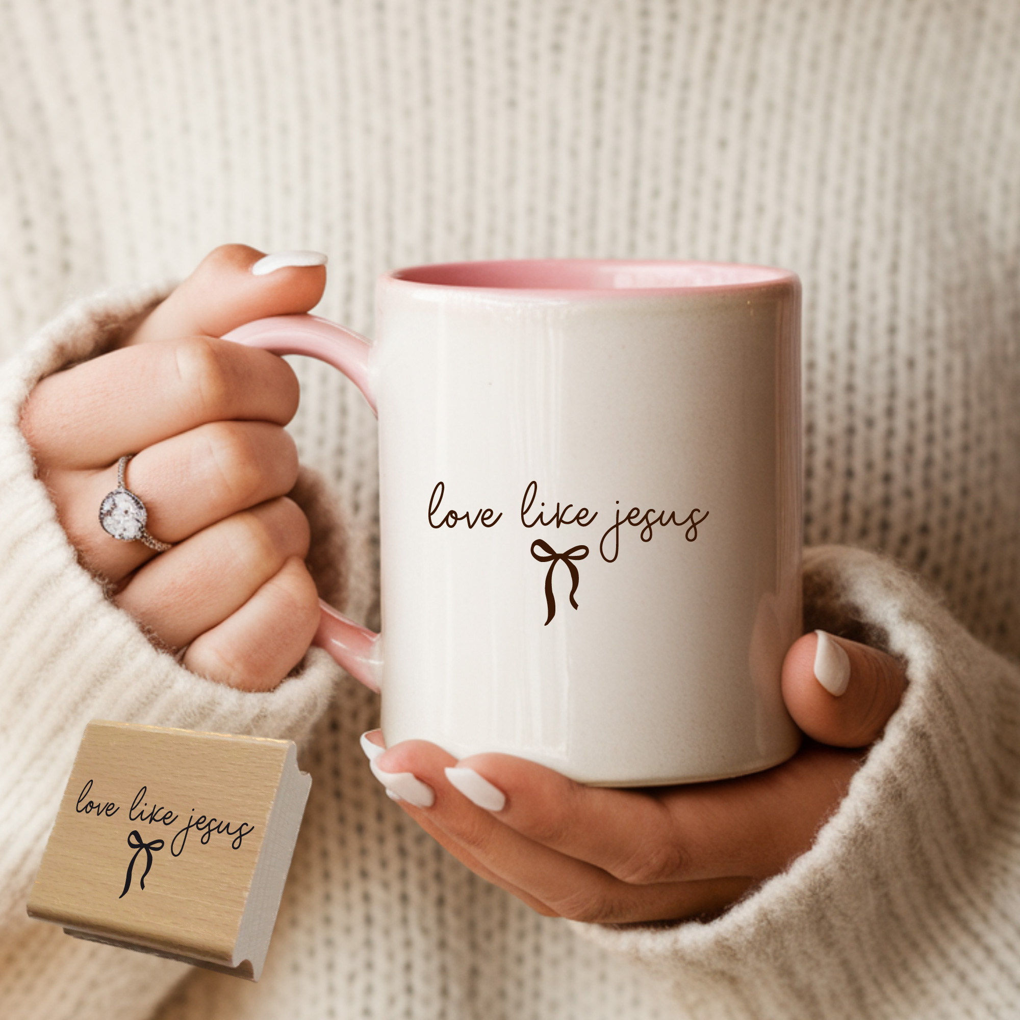 Stempel Love Like Jesus • Christlicher Motivstempel mit Schleife