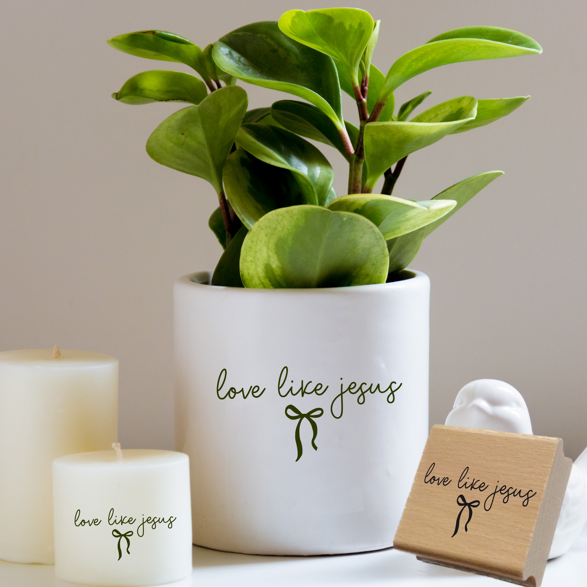 Stempel Love Like Jesus • Christlicher Motivstempel mit Schleife