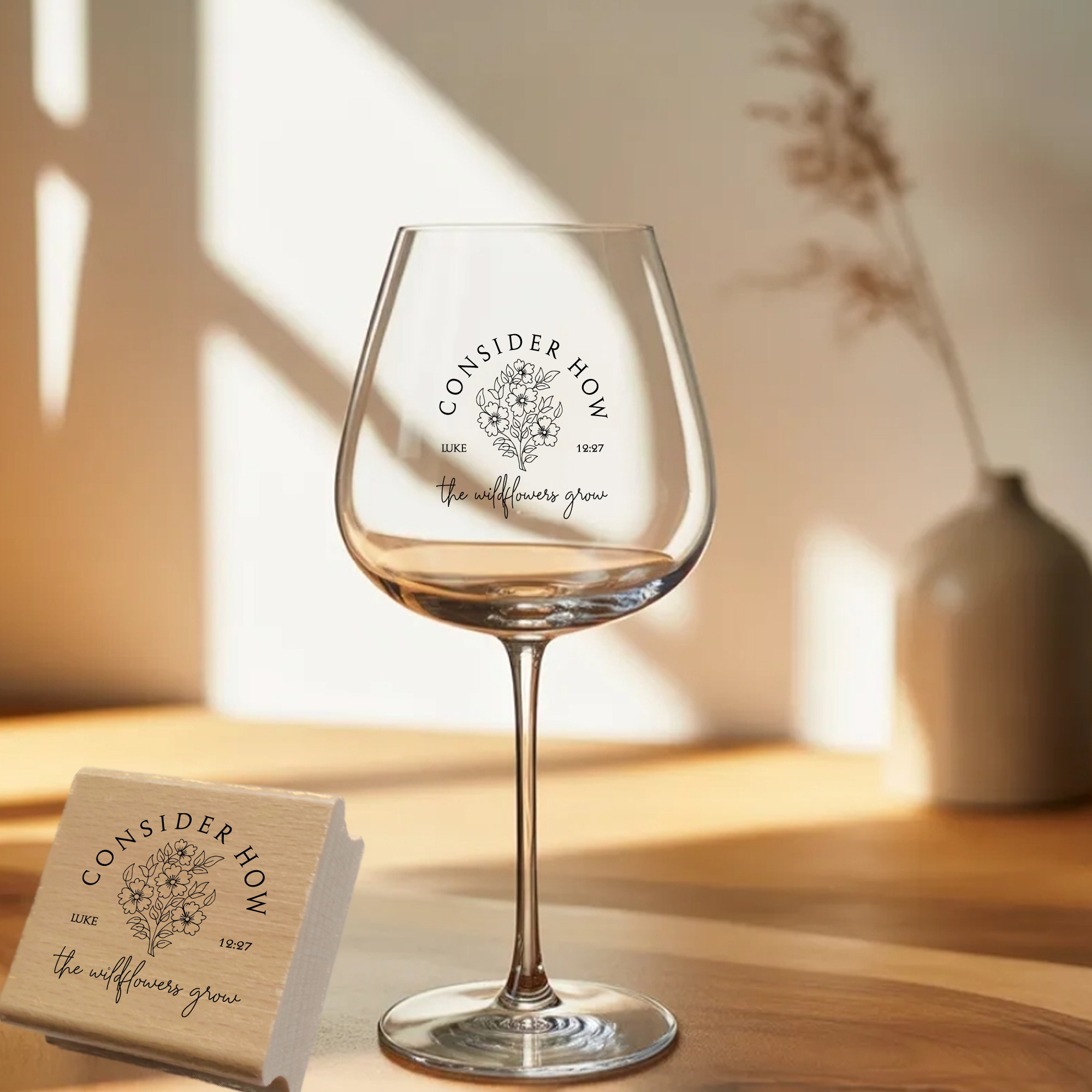 Stempel Wildblumen Lukas 12:27 • Christlicher Botanical Holzstempel