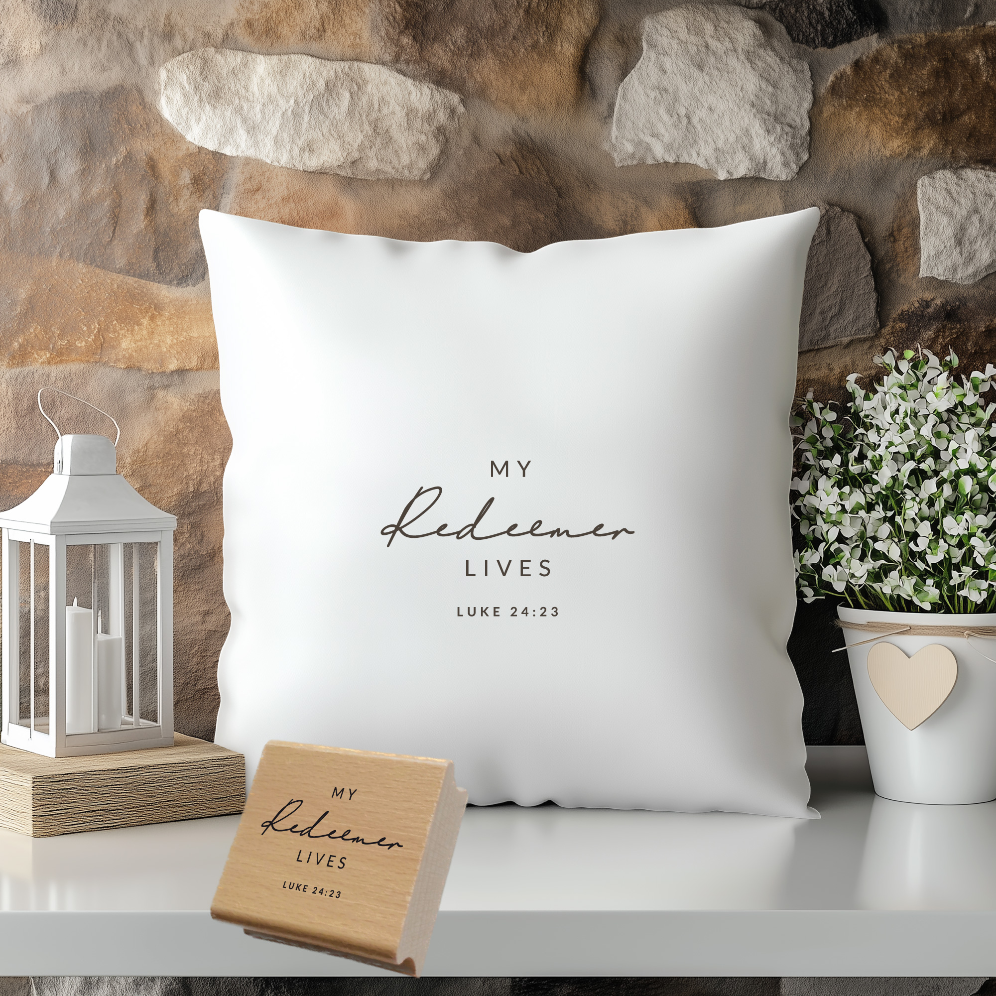 Stempel My Redeemer Lives • Lukas 24:23 Christlicher Hoffnungstempel