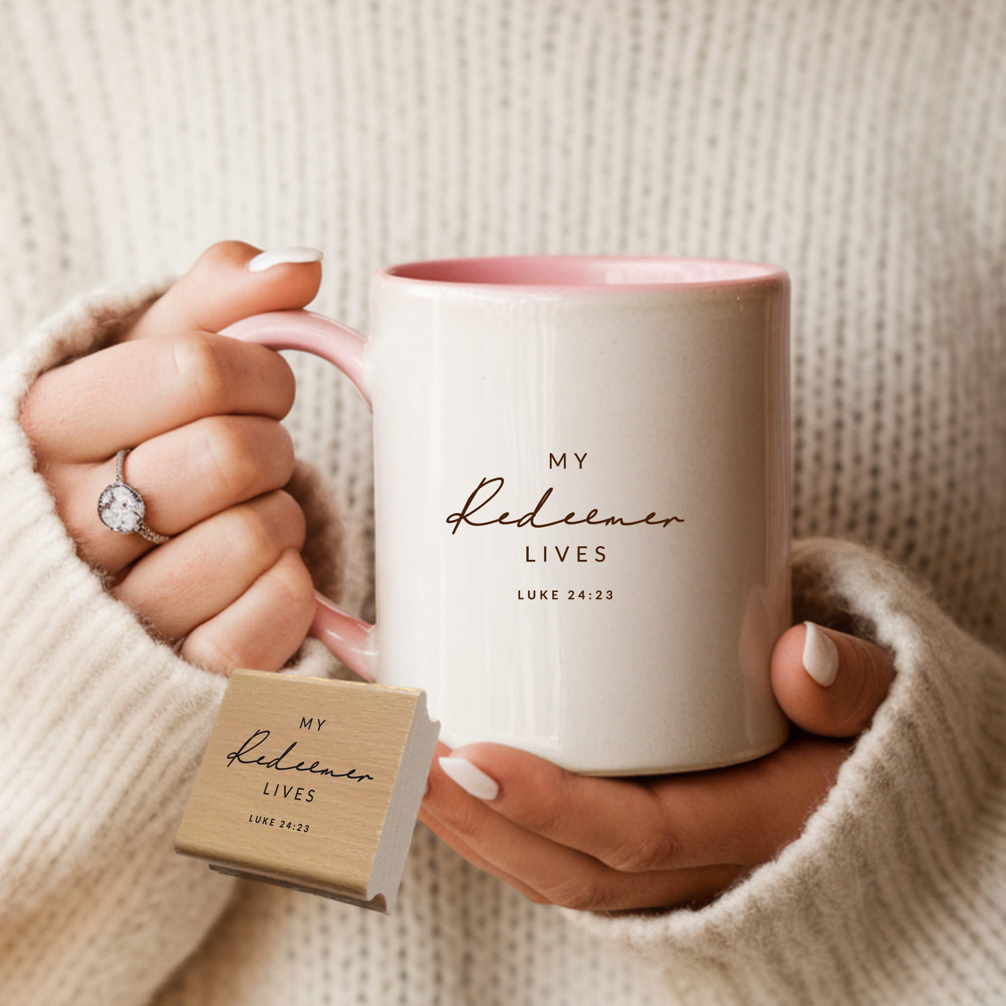 Stempel My Redeemer Lives • Lukas 24:23 Christlicher Hoffnungstempel